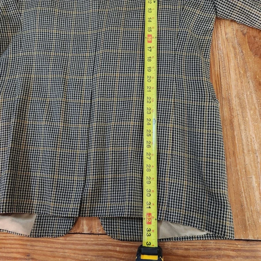 Vtg Evan-Picone McAlpins 100% Lambwool Worsted Sport Coat 44L‎ Brown Houndstooth